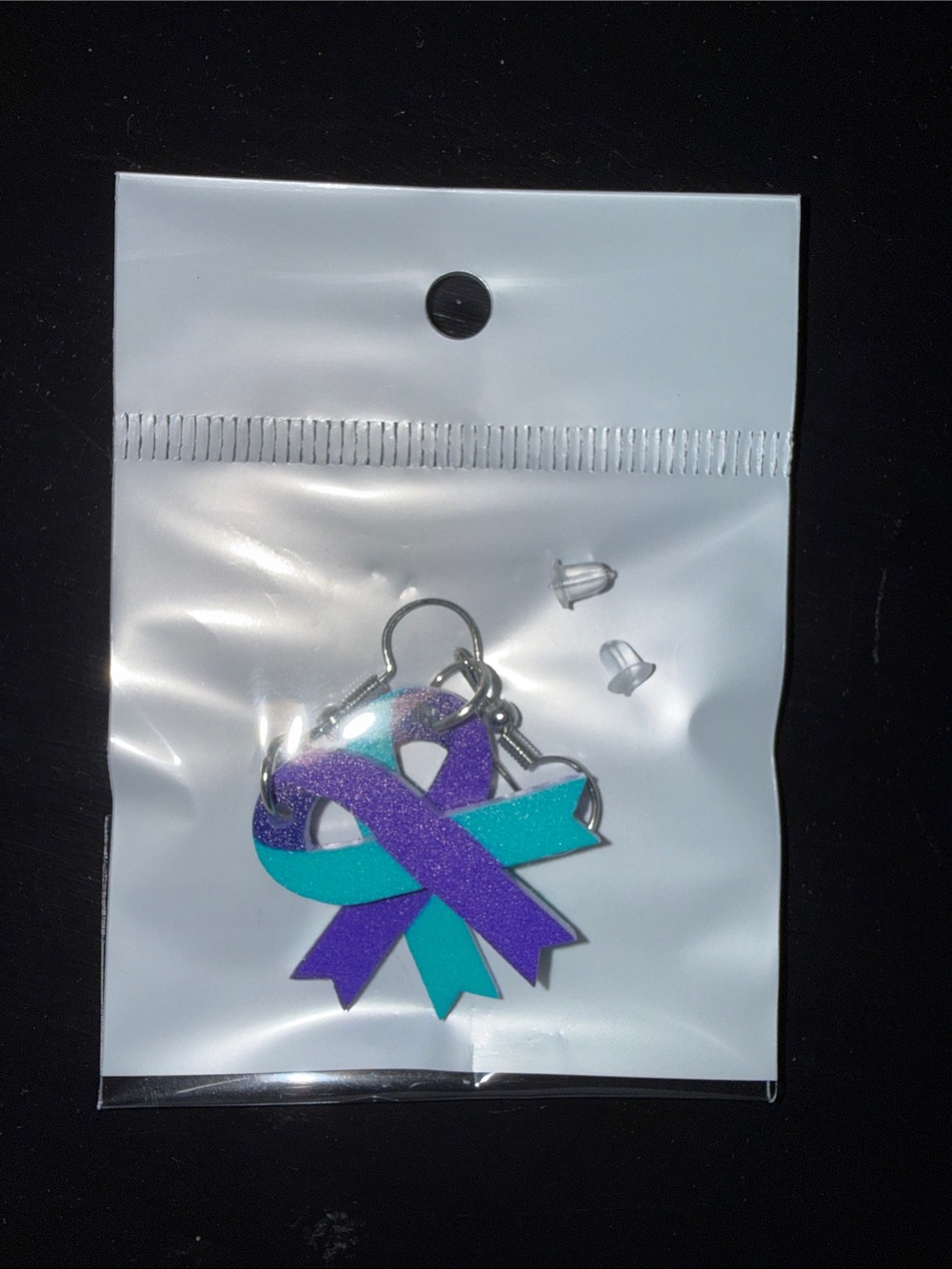 Teal & Purple Ribbon Earrings - Suicide Prevention Awareness